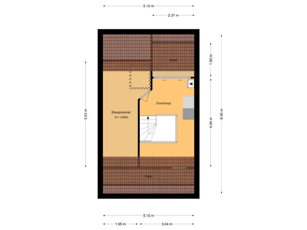 Bekijk plattegrond van Tweede verdieping van Rehobothstraat 40