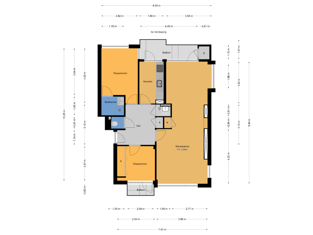 Bekijk plattegrond van 3e Verdieping van Prinses Marijkelaan 43