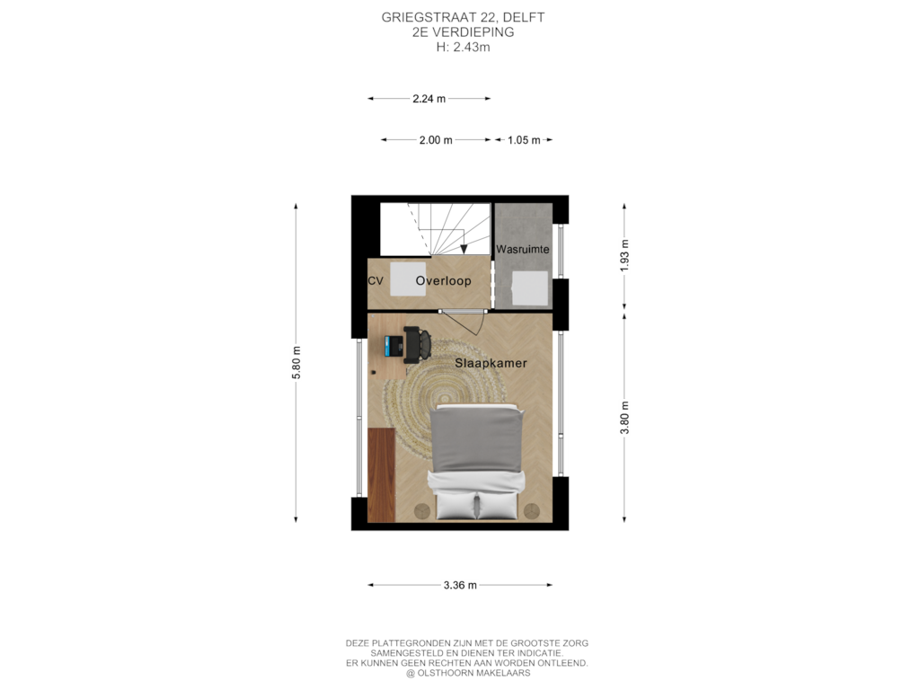 View floorplan of 2e verdieping of Griegstraat 22