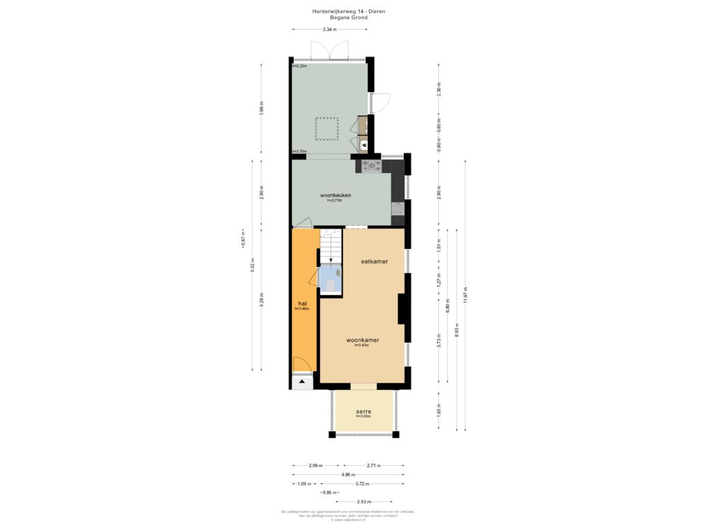 Bekijk plattegrond van BEGANE GROND van Harderwijkerweg 14