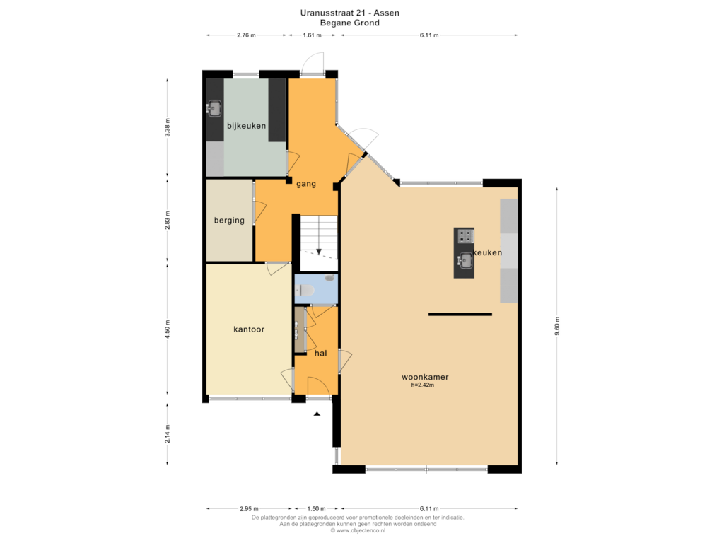 View floorplan of BEGANE GROND of Uranusstraat 21