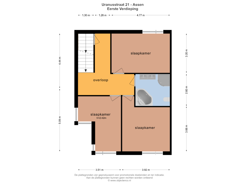 View floorplan of EERSTE VERDIEPING of Uranusstraat 21