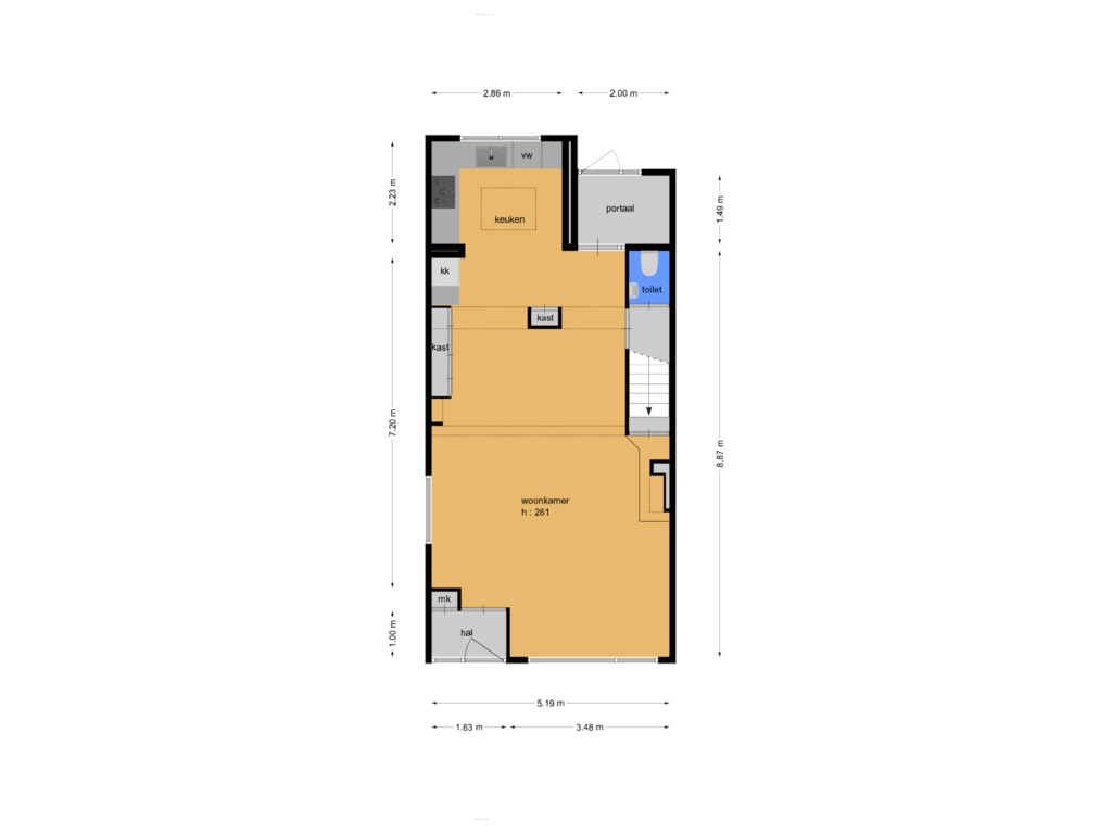 View floorplan of begane grond of Fazantenhof 1