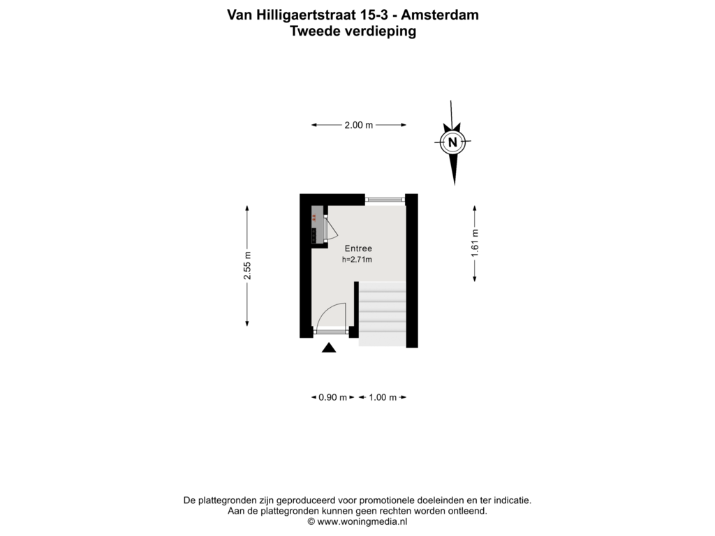 Bekijk plattegrond van 2e verd van Van Hilligaertstraat 15-3