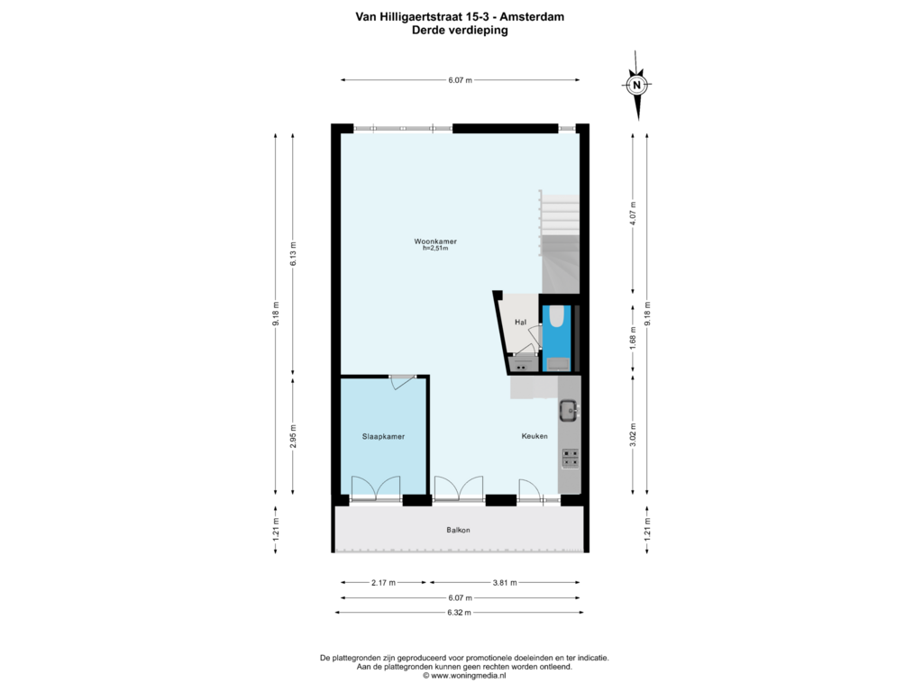 Bekijk plattegrond van 3e verd van Van Hilligaertstraat 15-3