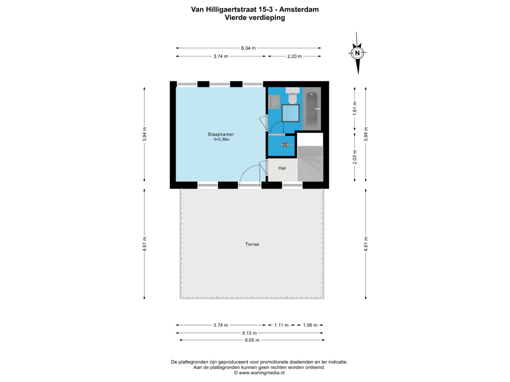 Bekijk plattegrond van 4e verd van Van Hilligaertstraat 15-3