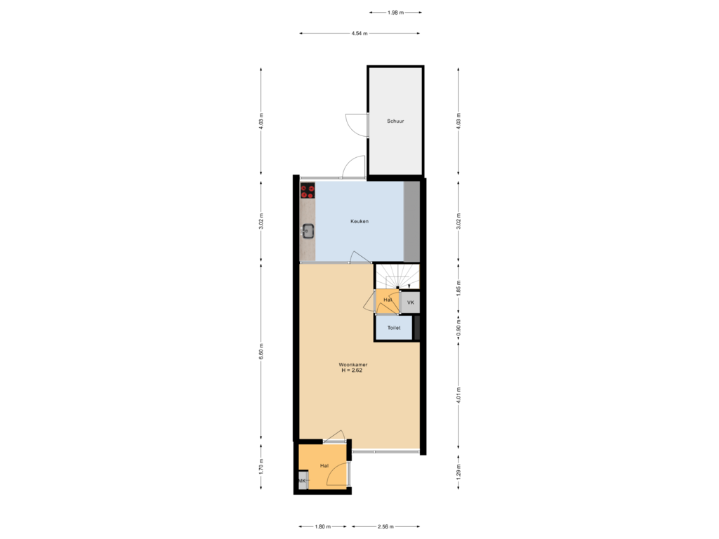 View floorplan of begane grond of Dunantstraat 77