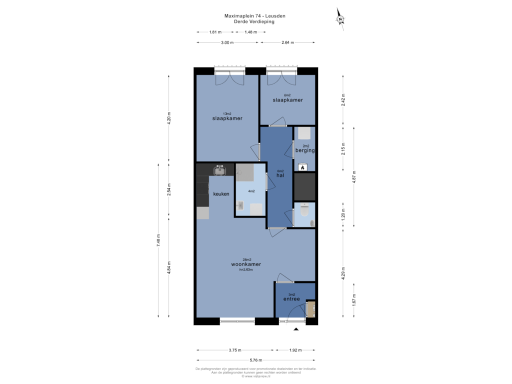 Bekijk plattegrond van DERDE VERDIEPING van Maximaplein 74