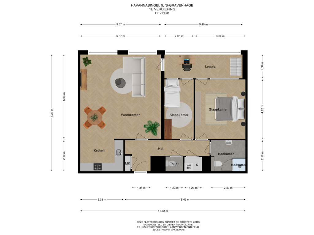 View floorplan of 1e verdieping of Havannasingel 9