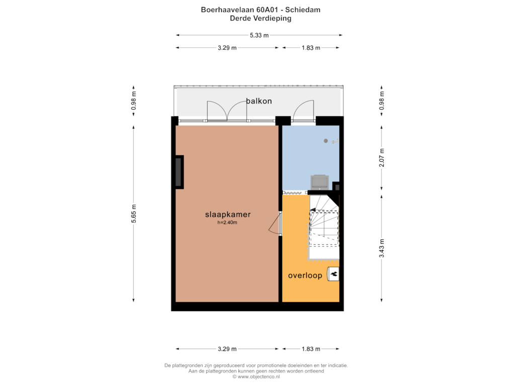 View floorplan of Derde Verdieping of Boerhaavelaan 60-A1