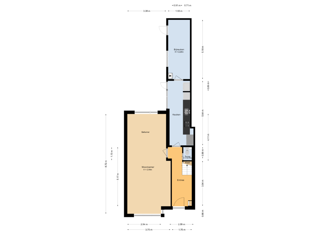 View floorplan of Begane grond of Tjerk Hiddesstraat 11