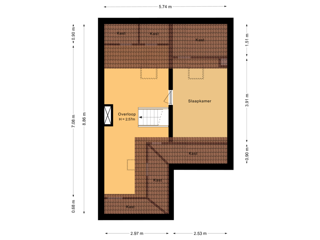 View floorplan of Tweede verdieping of Tjerk Hiddesstraat 11