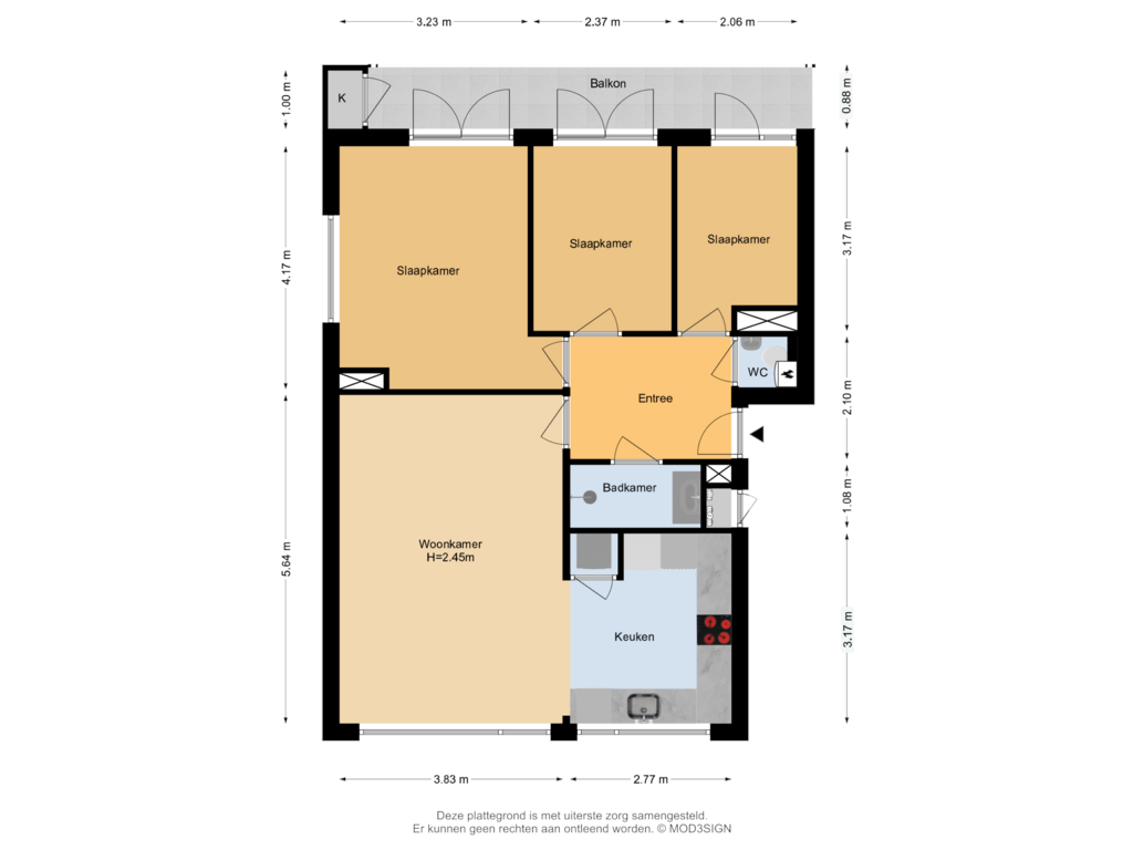 Bekijk plattegrond van Appartement van Mr. Jan Gerritszlaan 53-III