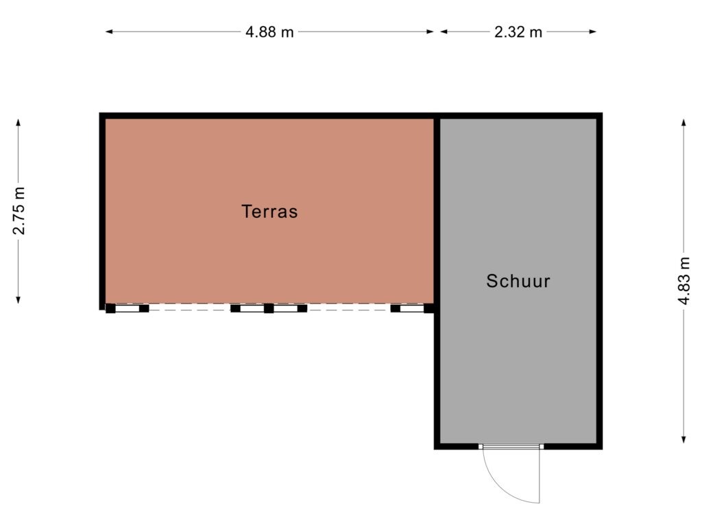 Bekijk plattegrond van Schuur / Overdekt terras van Zende 38