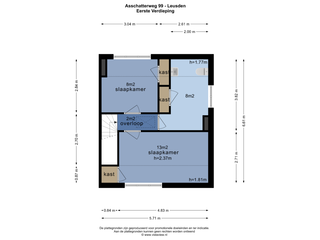 Bekijk plattegrond van EERSTE VERDIEPING van Asschatterweg 99