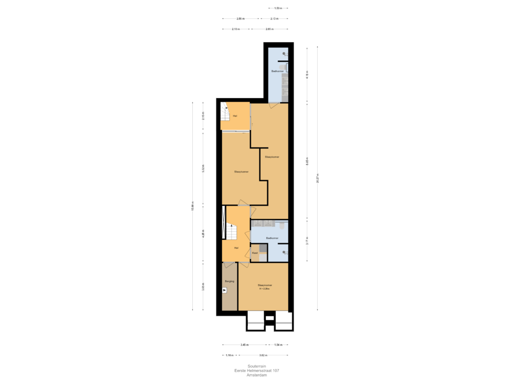 Bekijk plattegrond van Souterrain van Eerste Helmersstraat 107-H