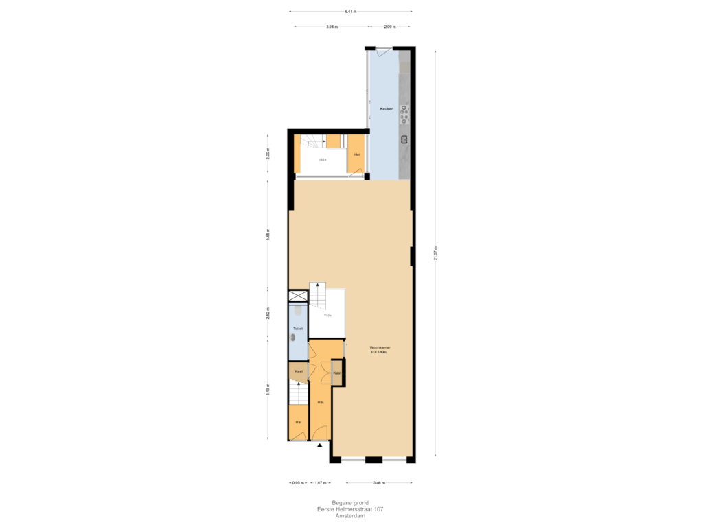 Bekijk plattegrond van Begane grond van Eerste Helmersstraat 107-H