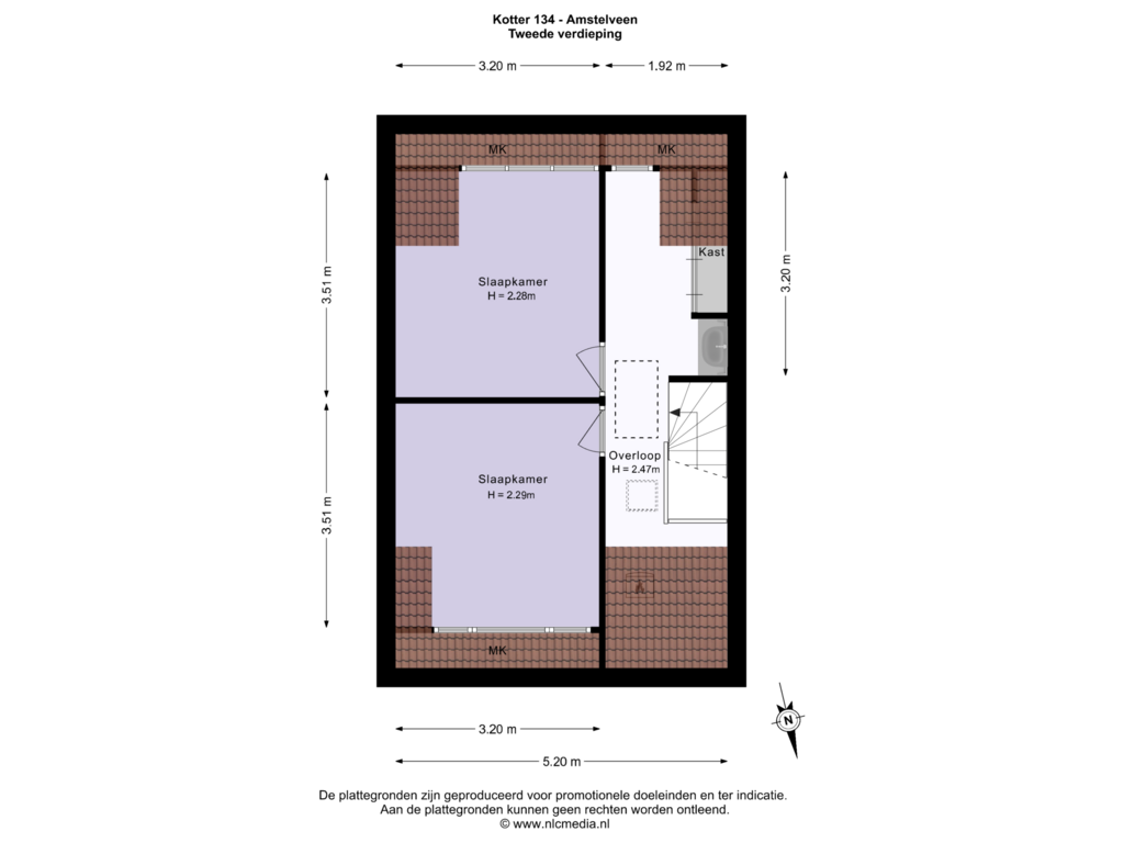 View floorplan of Tweede verdieping of Kotter 134