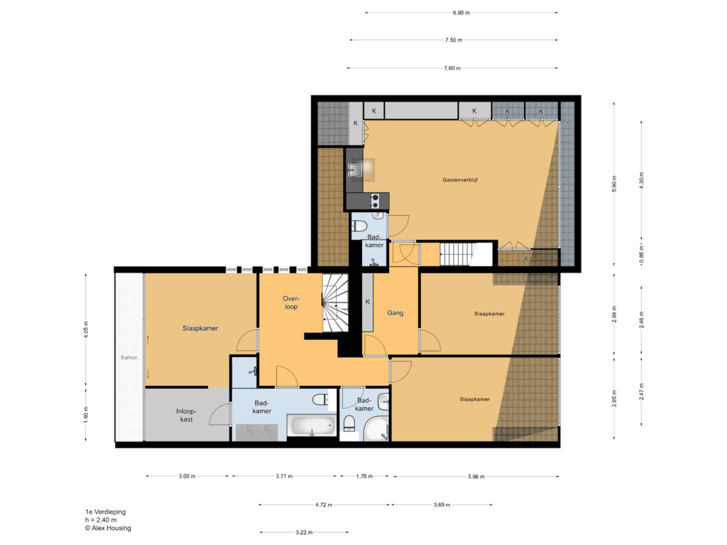 Bekijk plattegrond van 1e Verdieping van Persijnlaan 28