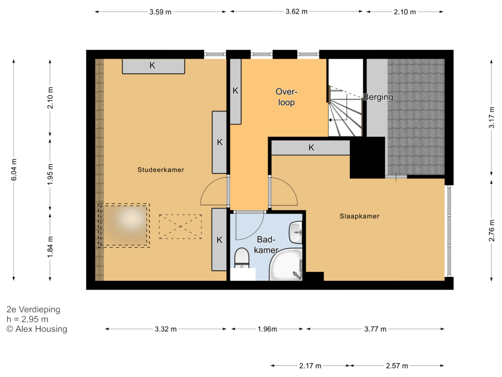 Bekijk plattegrond van 2e Verdieping van Persijnlaan 28