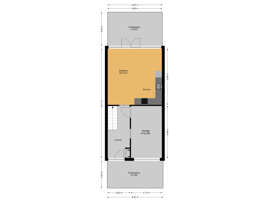 View floorplan of Begane grond of Ereprijsstraat 6