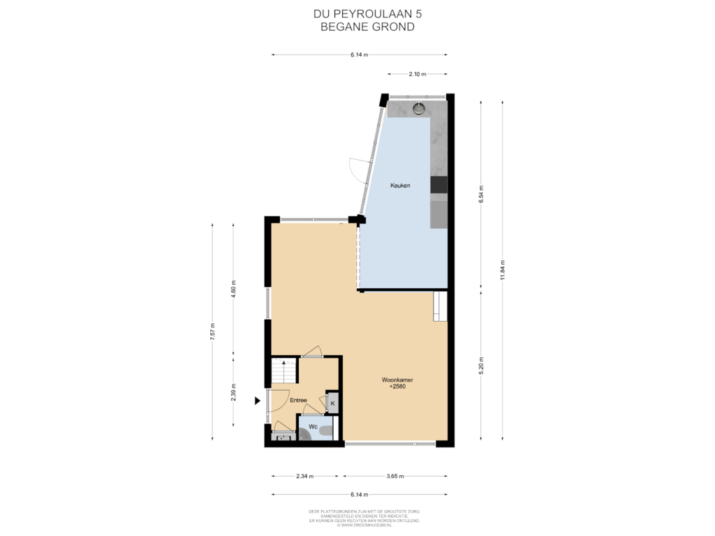 Bekijk plattegrond van Begane grond van Du Peyroulaan 5