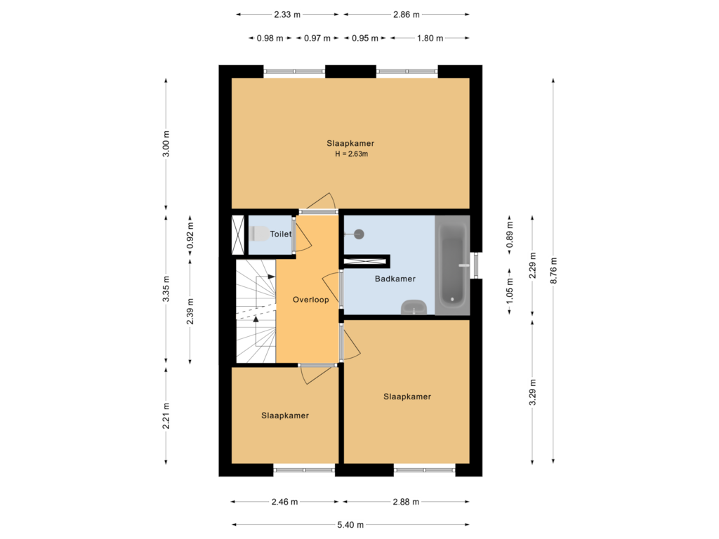 View floorplan of Eerste verdieping of Tamarijnslaantje 12