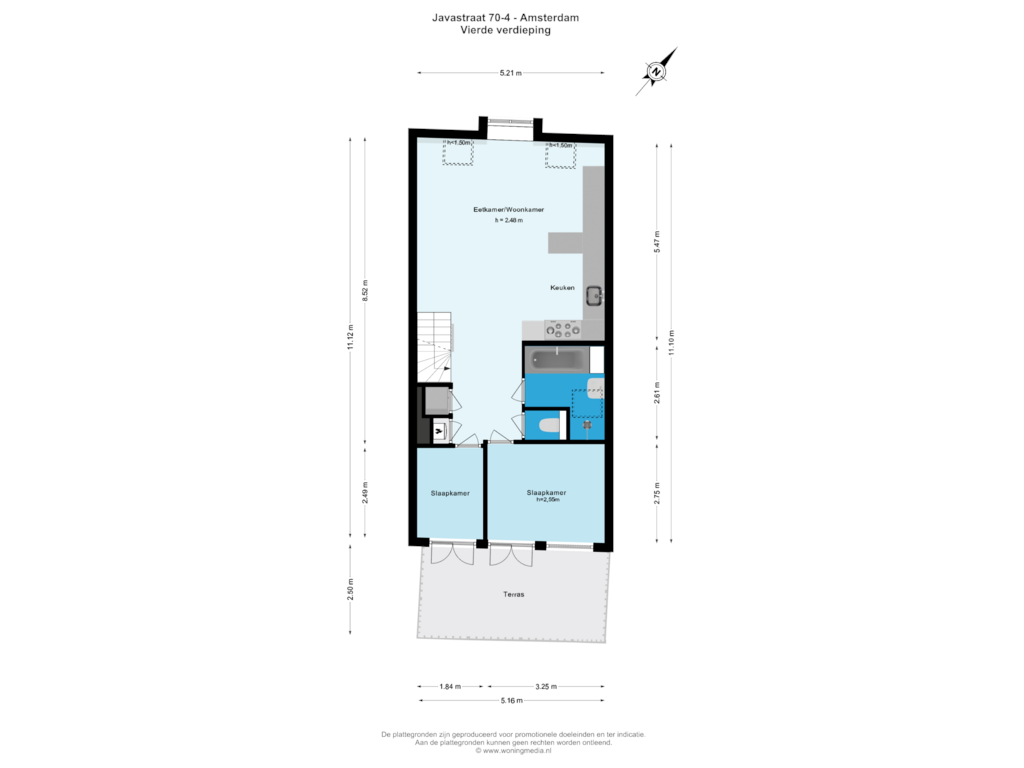 Bekijk plattegrond van 4e_verd van Javastraat 70-4