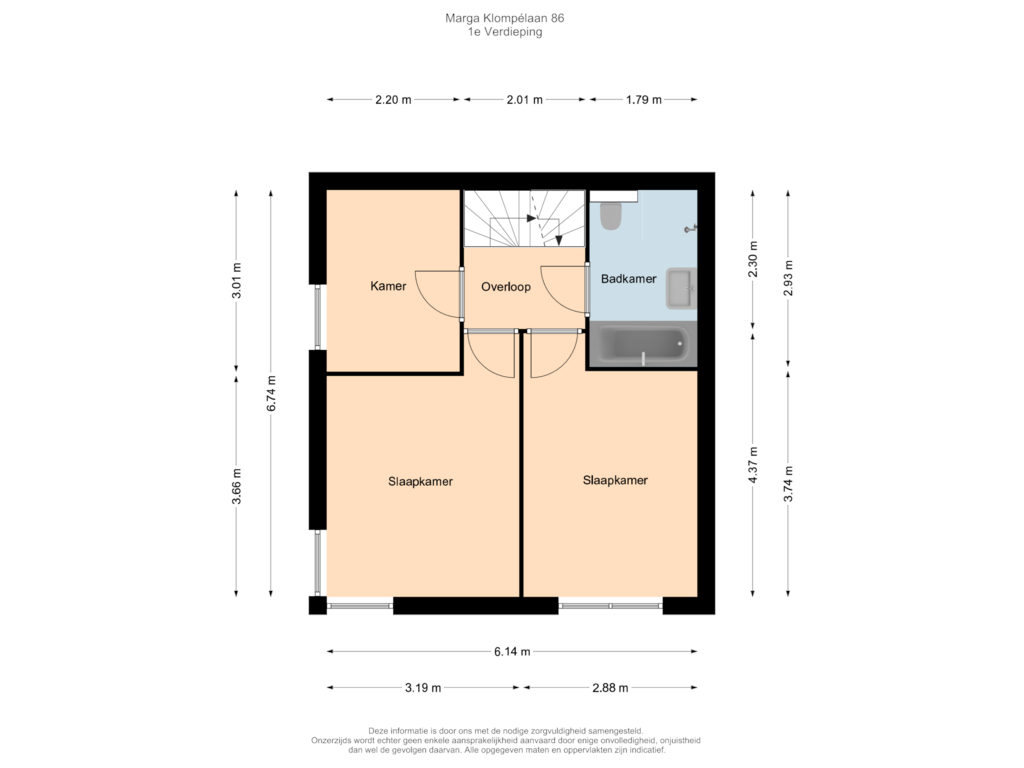 Bekijk plattegrond van 1e Verdieping van Marga Klompélaan 86