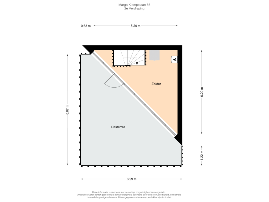 Bekijk plattegrond van 2e Verdieping van Marga Klompélaan 86