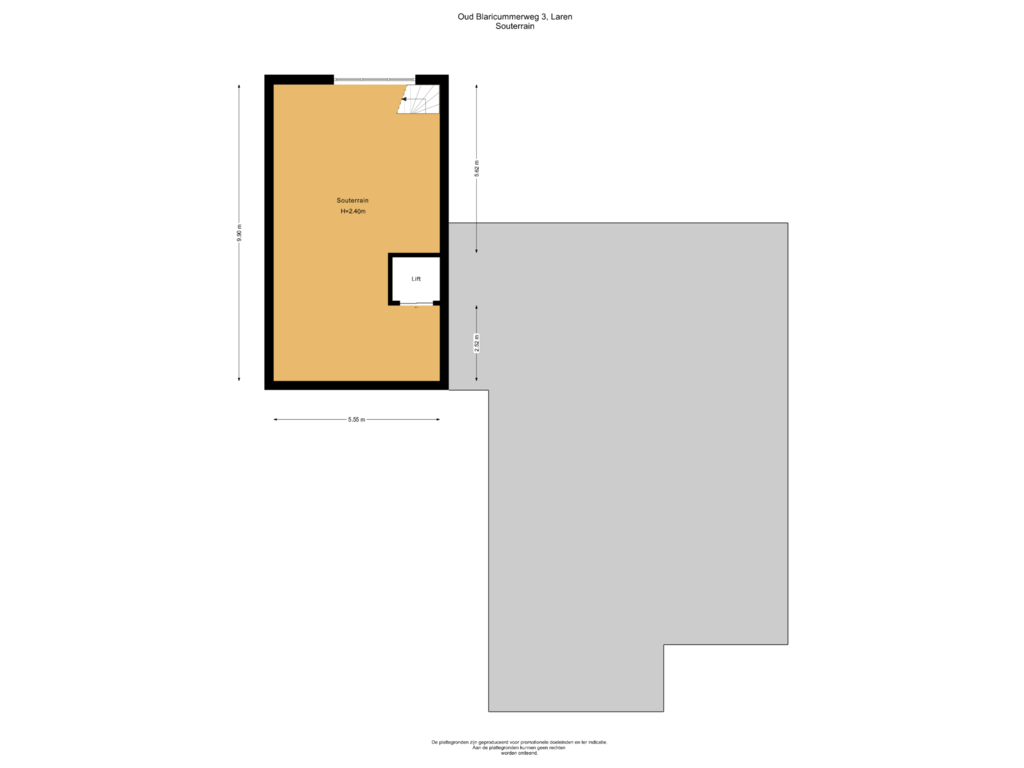 Bekijk plattegrond van Souterrain van Oud Blaricummerweg 3