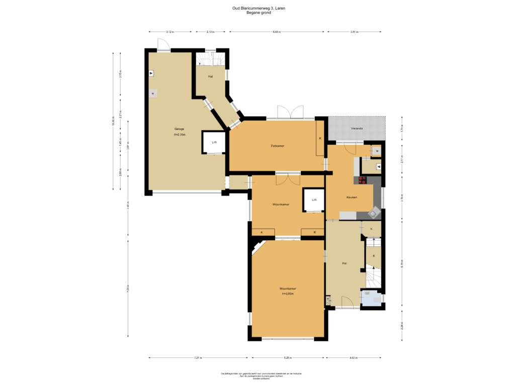 Bekijk plattegrond van Begane grond van Oud Blaricummerweg 3