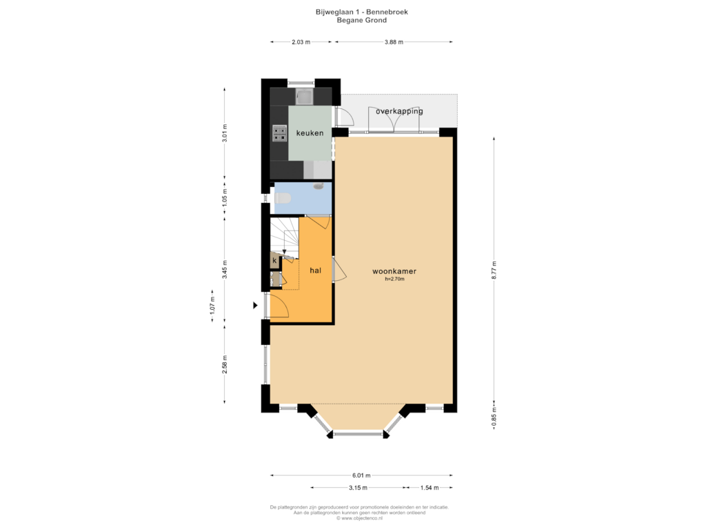 Bekijk plattegrond van BEGANE GROND van Bijweglaan 1