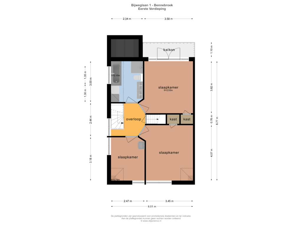 Bekijk plattegrond van EERSTE VERDIEPING van Bijweglaan 1