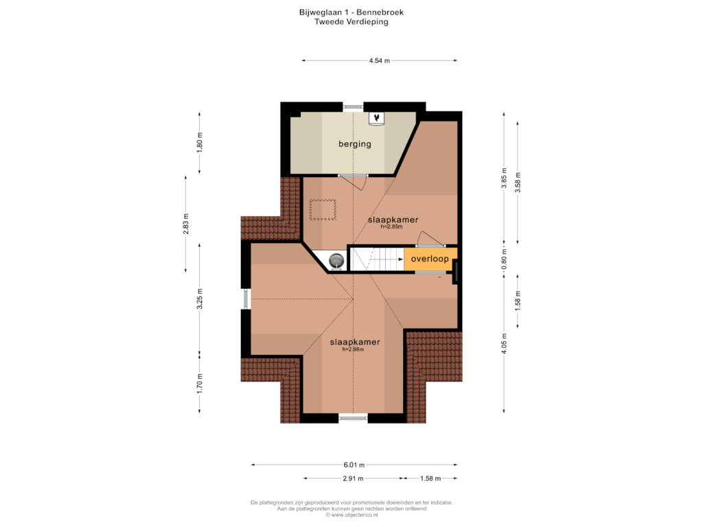 Bekijk plattegrond van TWEEDE VERDIEPING van Bijweglaan 1