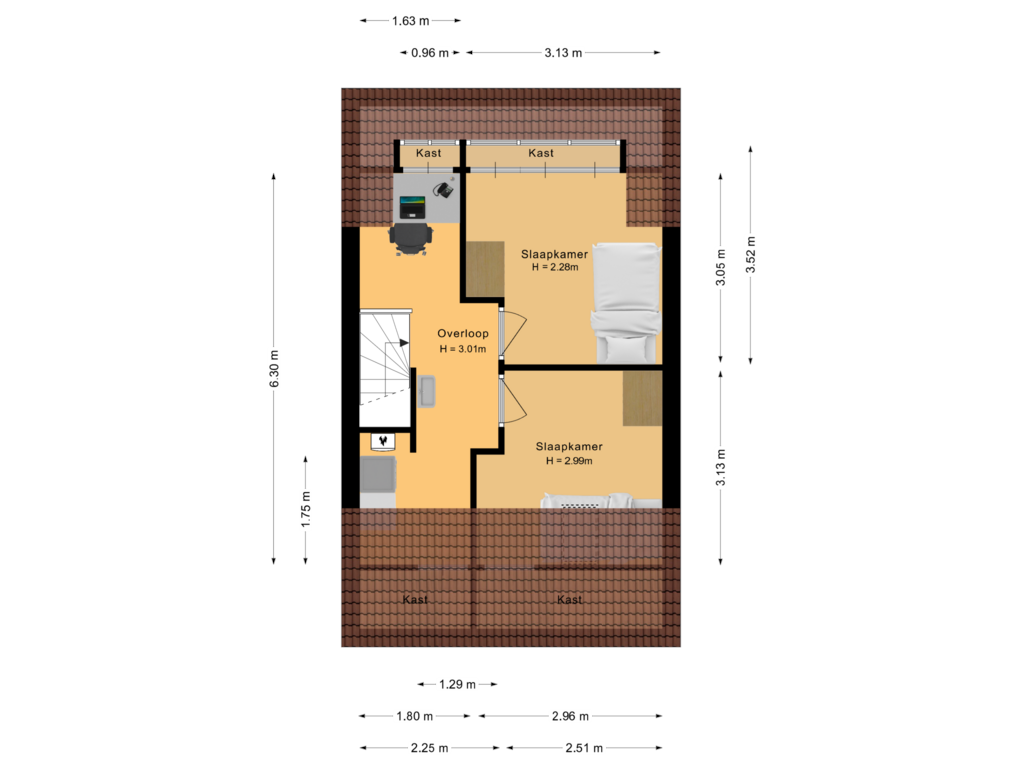 View floorplan of Tweede verdieping of Bloemenstraat 52