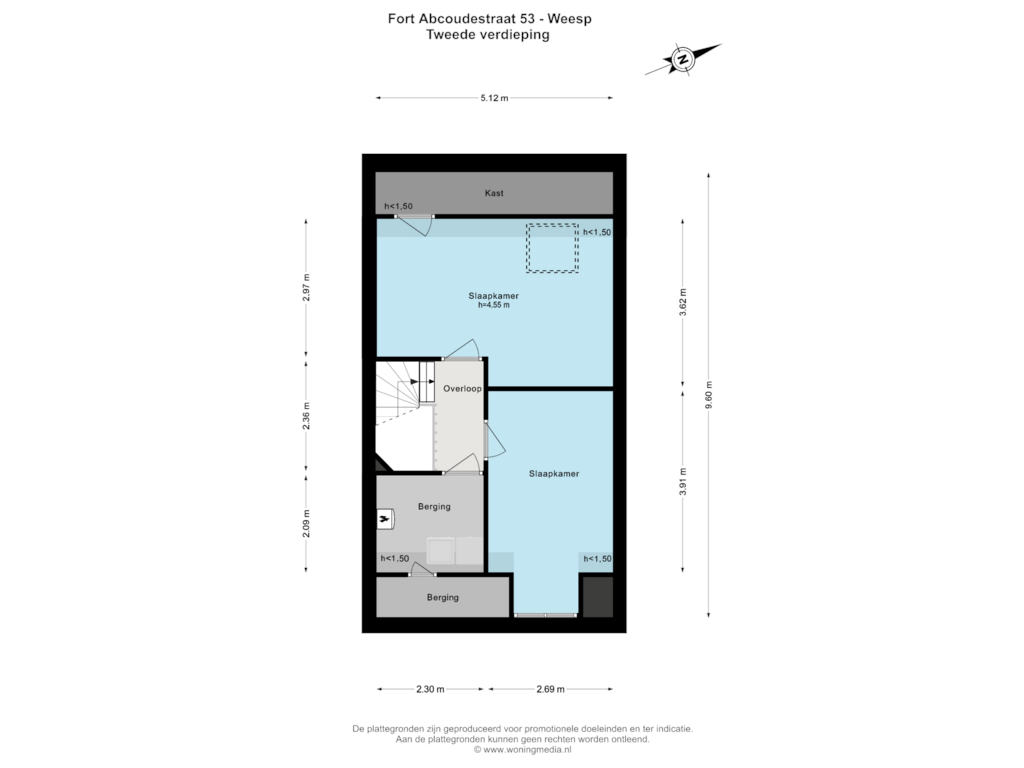 View floorplan of Tweede verdieping of Fort Abcoudestraat 53