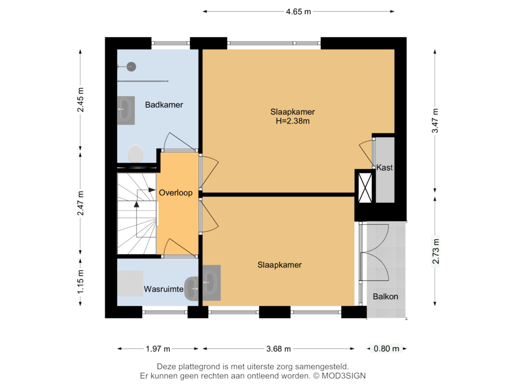 Bekijk plattegrond van 1e Verdieping van Fresialaan 32