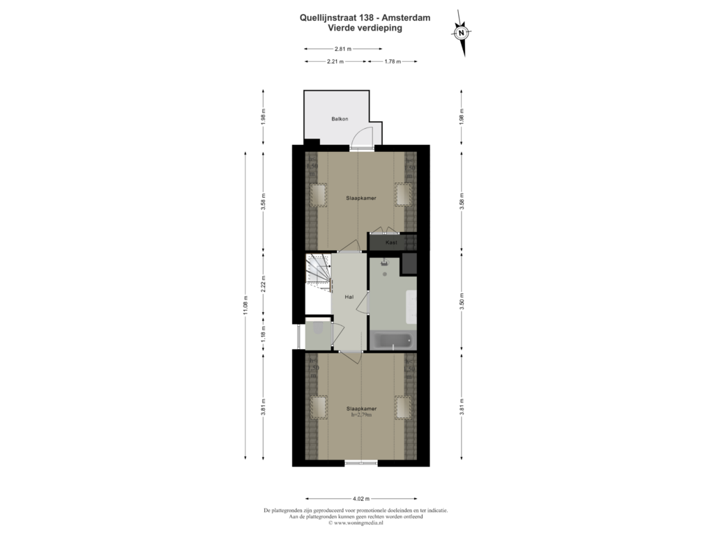 Bekijk plattegrond van Vierde verdieping van Quellijnstraat 138-3