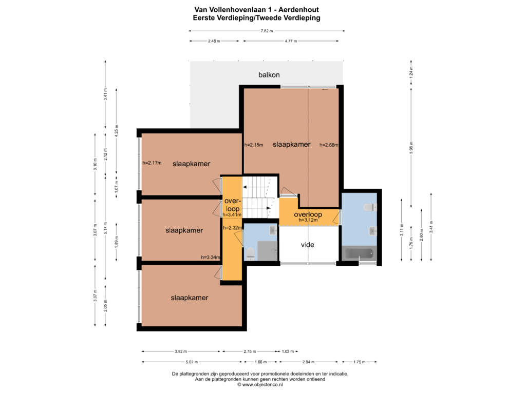 View floorplan of EERSTE VERDIEPING of Van Vollenhovenlaan 1