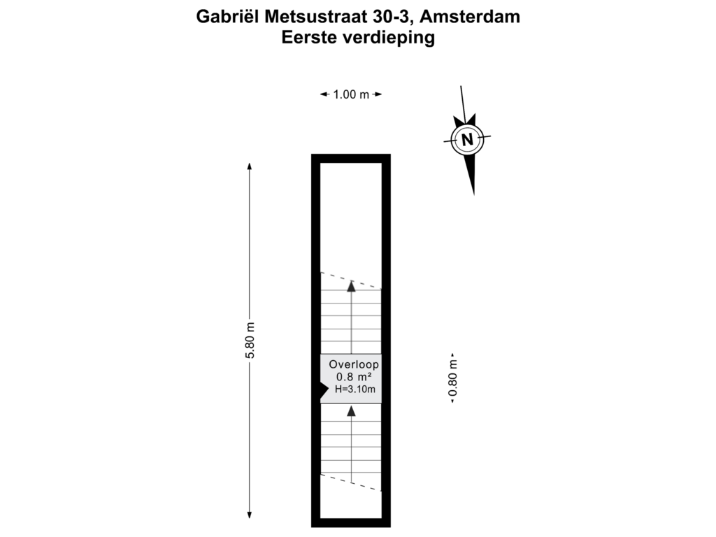 View floorplan of Eerste verdieping of Gabriël Metsustraat 30-3