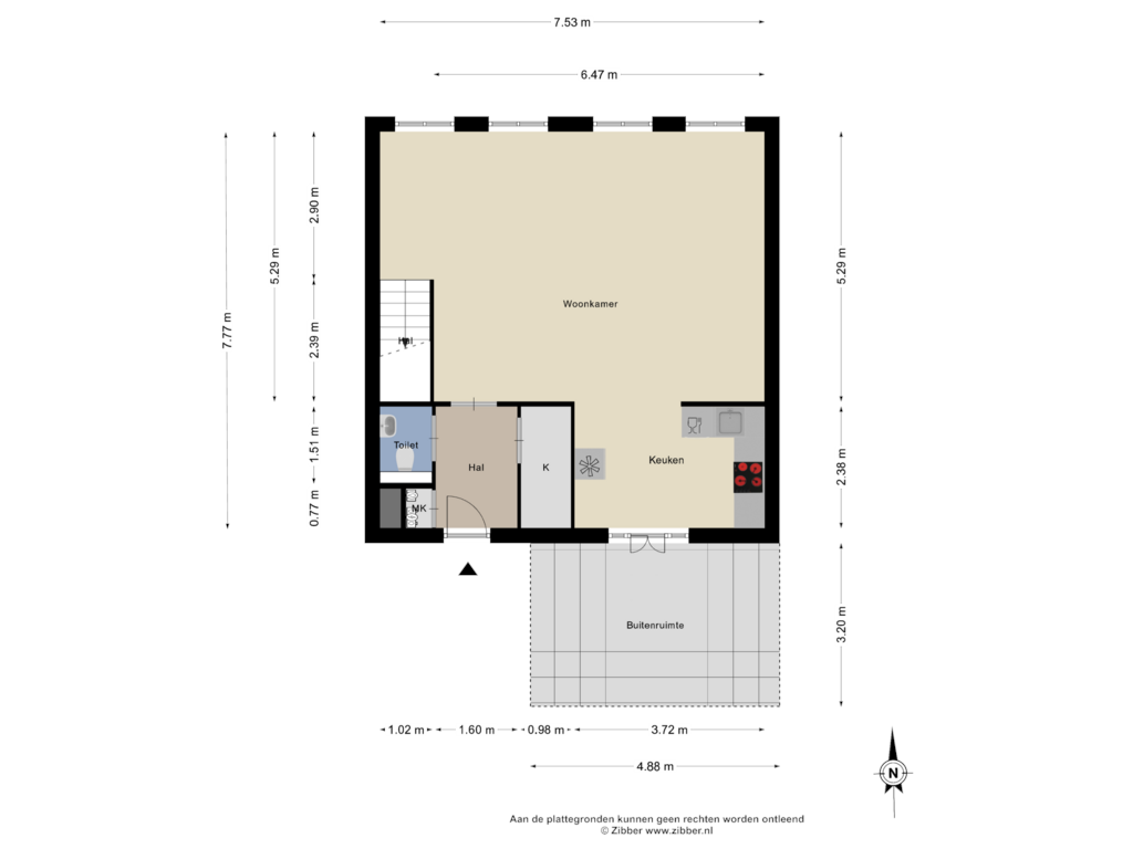 Bekijk plattegrond van Begane Grond van Castellumstraat 66