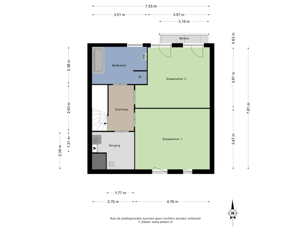 Bekijk plattegrond van Eerste verdieping van Castellumstraat 66