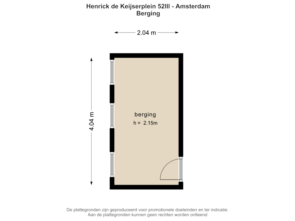 Bekijk plattegrond van BERGING van Henrick de Keijserplein 52-3