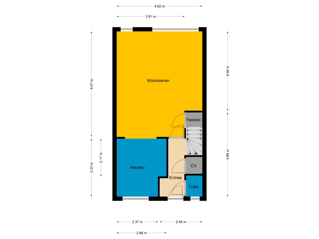 View floorplan of Woonlaag 1 of Prattenburg 16