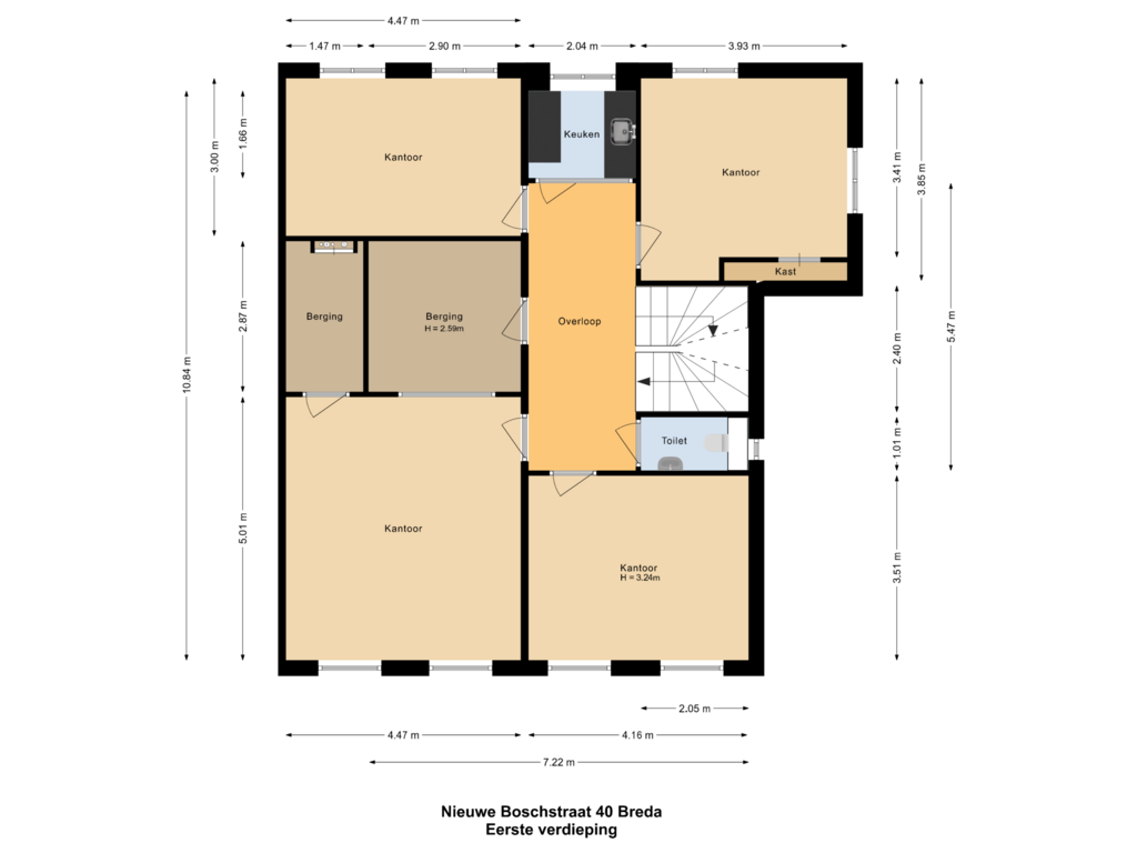 View floorplan of Eerste verdieping of Nieuwe Boschstraat 40