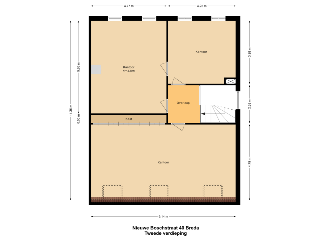 View floorplan of Tweede verdieping of Nieuwe Boschstraat 40