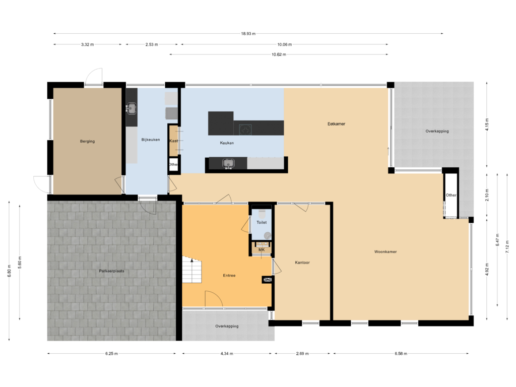 View floorplan of Begane grond of Oude Wetering 34