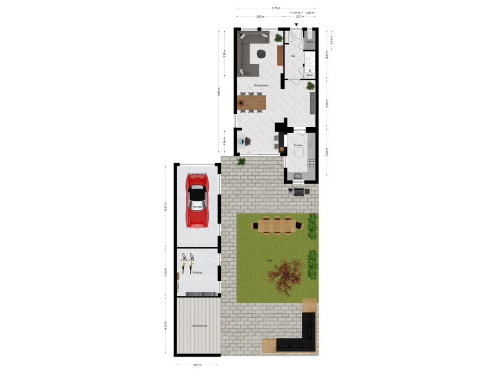 Bekijk plattegrond van Begane grond met tuin van Sandoel 59