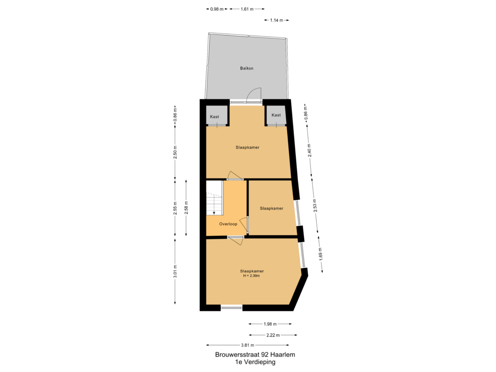 Bekijk plattegrond van 1e Verdieping van Brouwersstraat 92